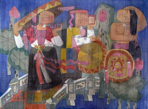 to go festival 80x60cm water color on silk on canvas 2012. p 1.0