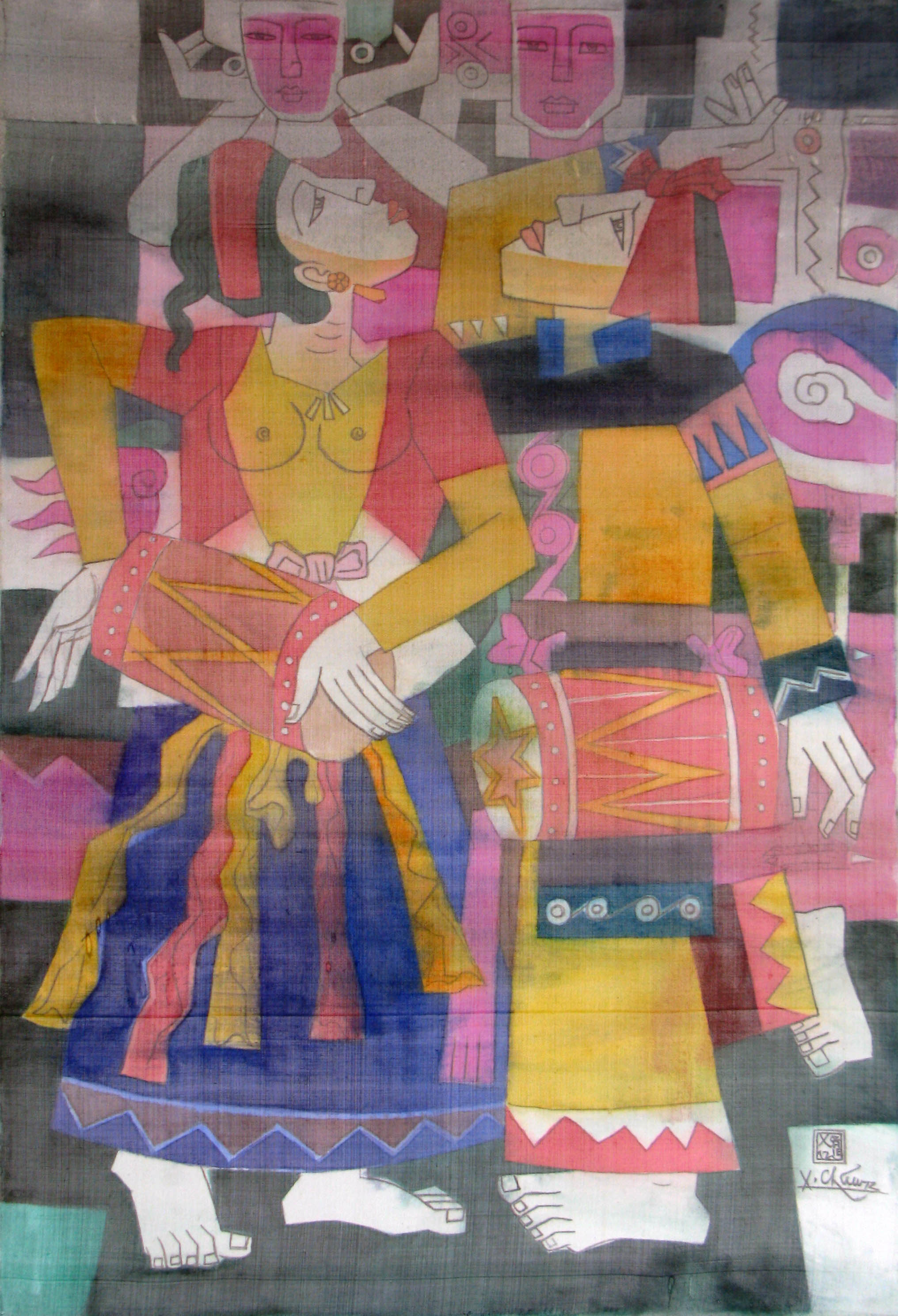 Dance 88x60cm water color on silk on canvas 2012( sold )